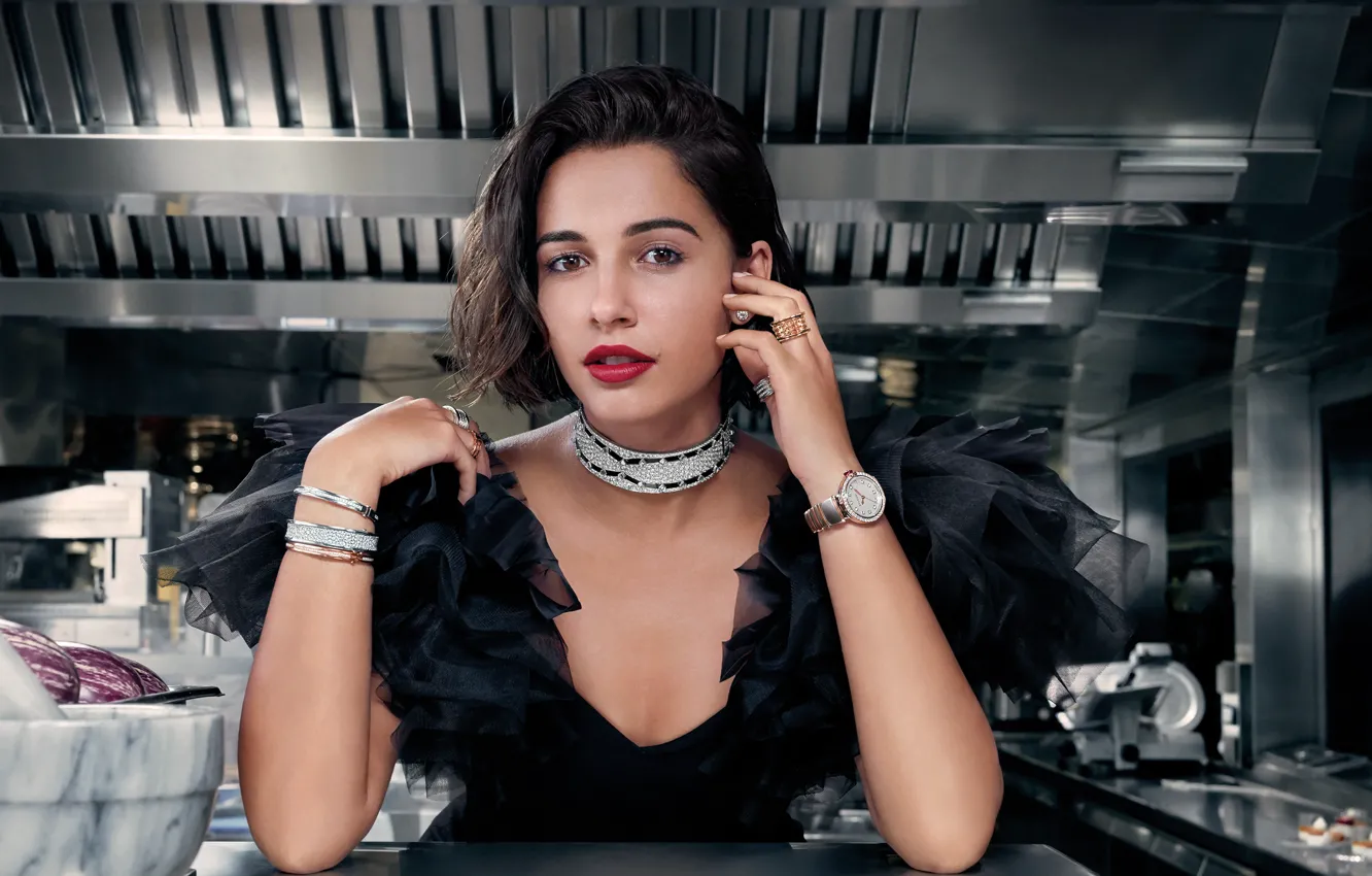 Photo wallpaper look, girl, decoration, face, makeup, beauty, Naomi Scott