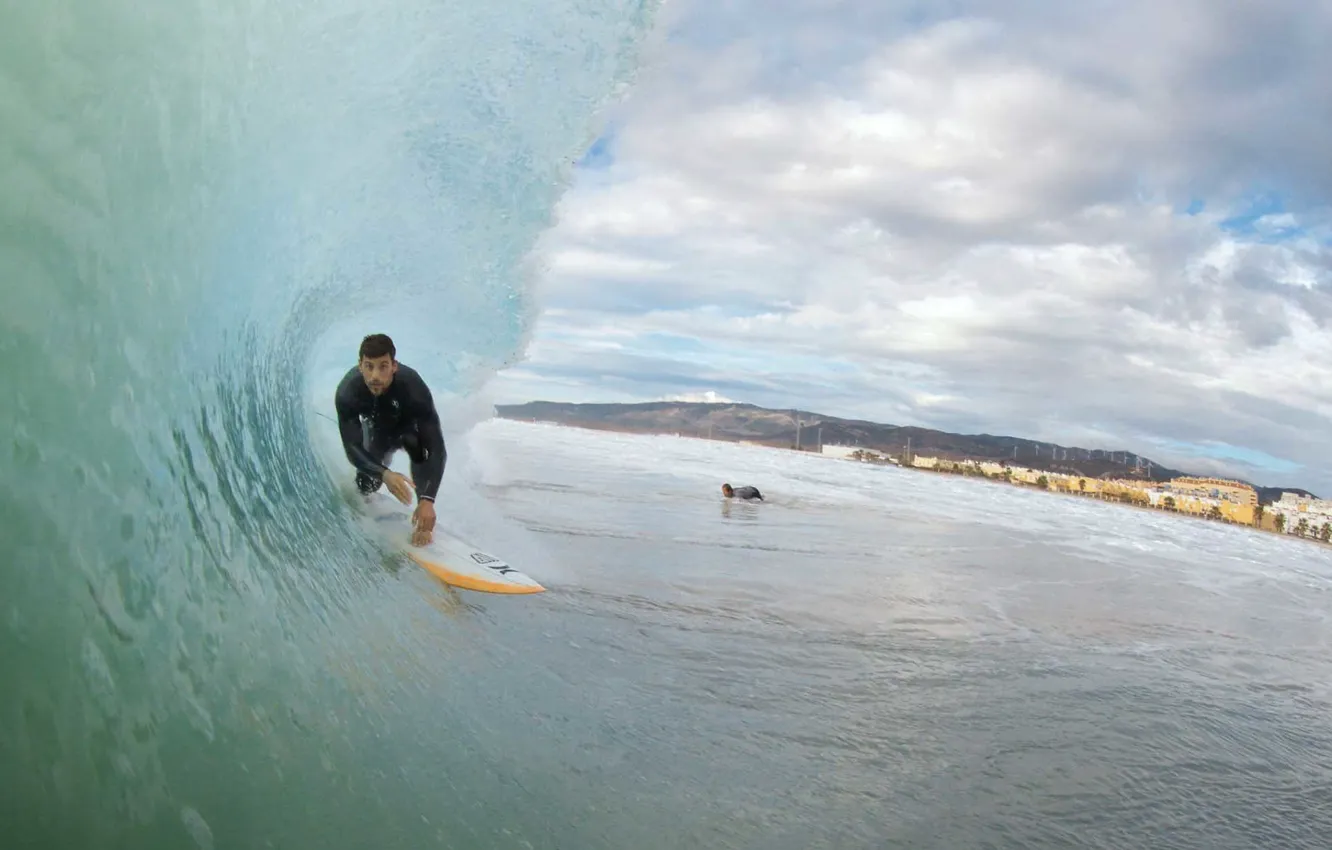 Photo wallpaper wave, surfer, trunk, surfing, extreme sports, surfboard