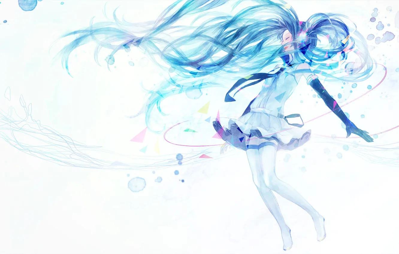 Photo wallpaper girl, dance, headphones, dress, gloves, Vocaloid, long-haired