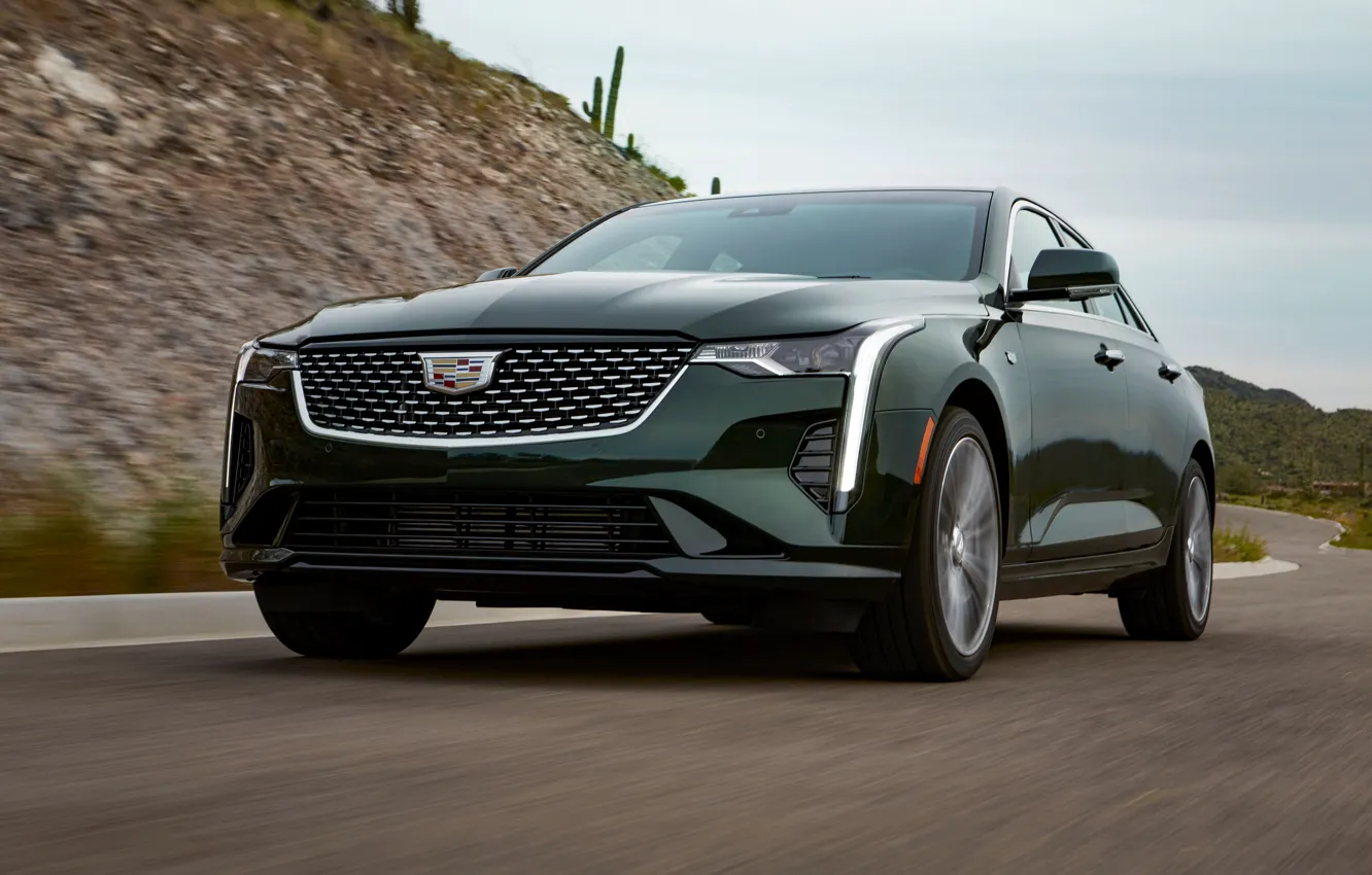 Photo wallpaper asphalt, Cadillac, sedan, four-door, 2020, CT4