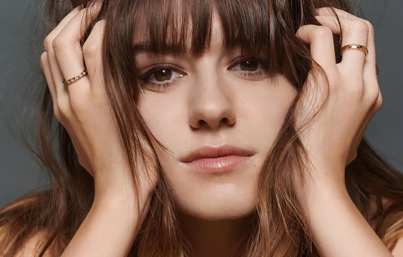 Photo wallpaper look, girl, face, ring, Daisy Edgar Jones