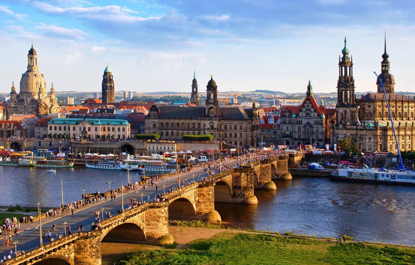 Photo wallpaper bridge, river, home, Germany, Dresden