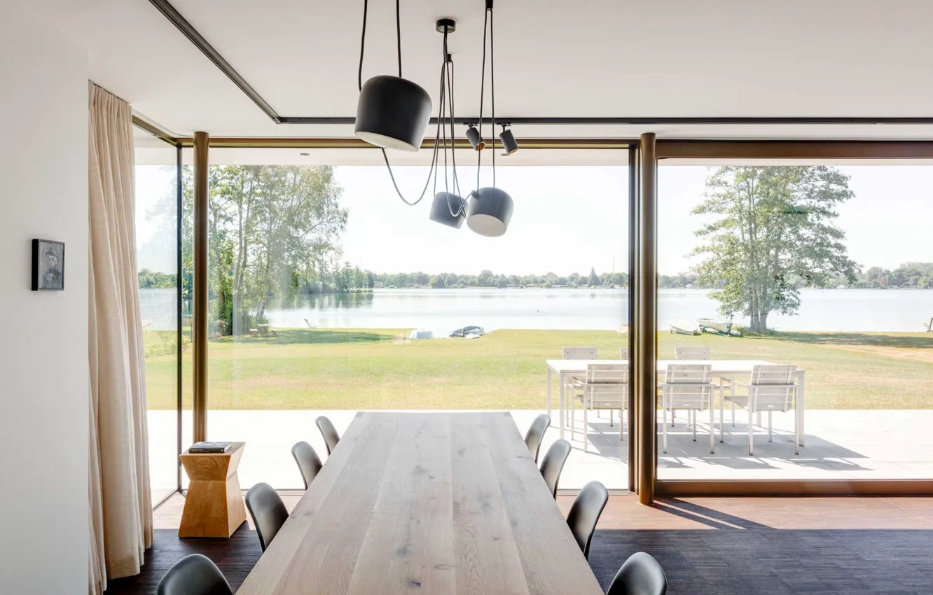 Photo wallpaper Villa, interior, dining room, House by the Lake