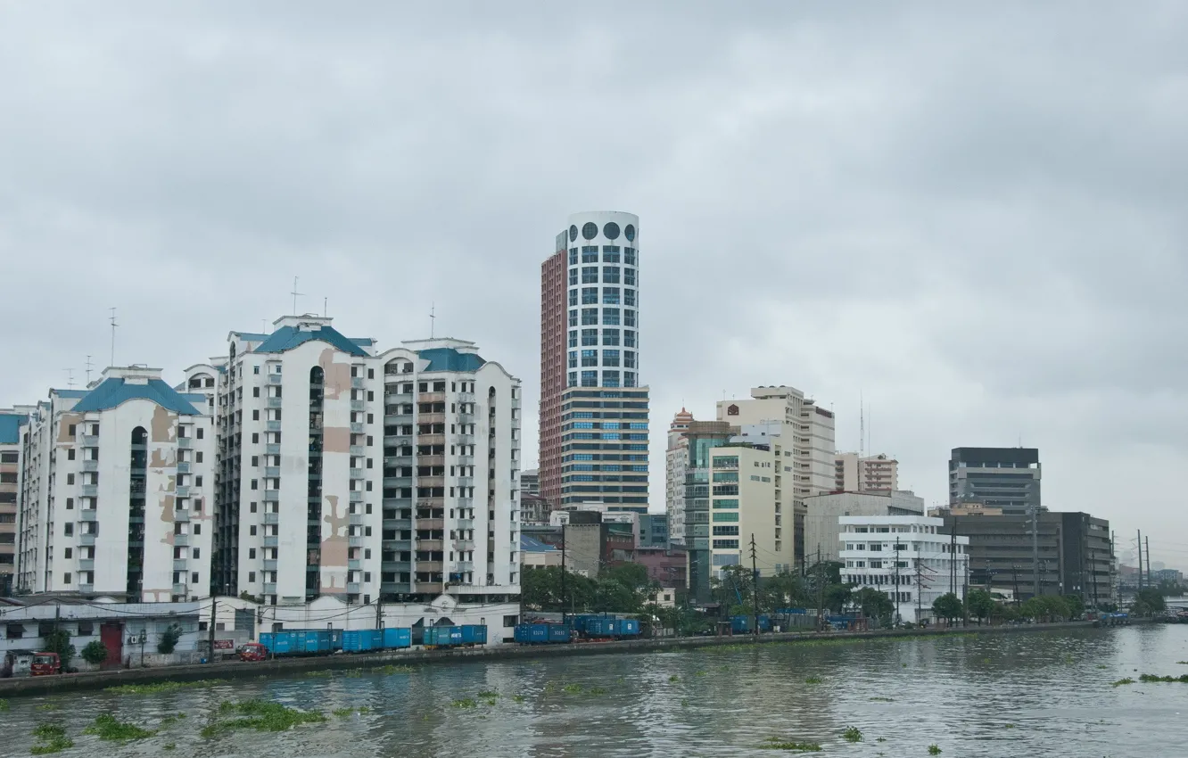 Photo wallpaper the city, river, Manila