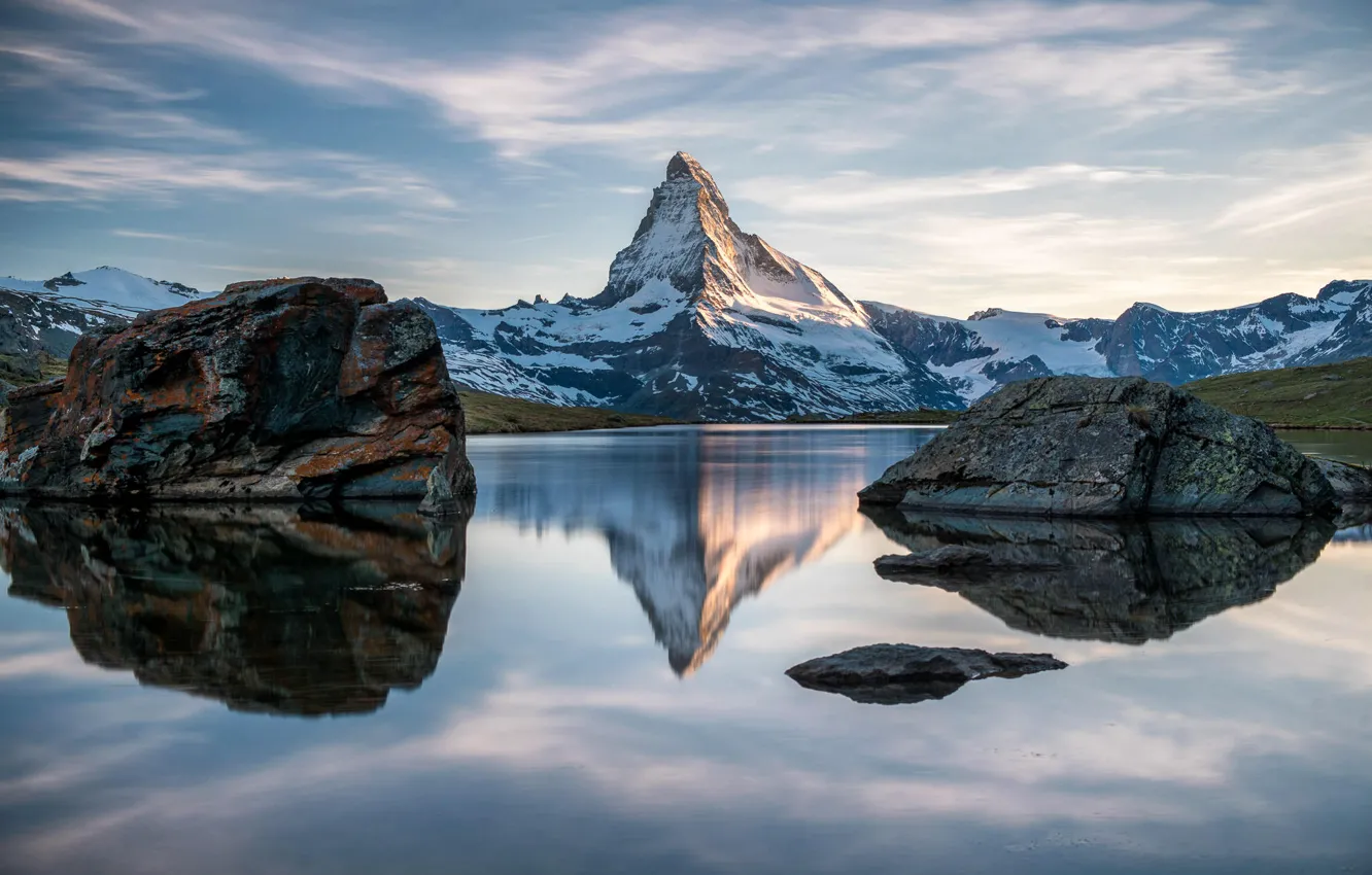 Photo wallpaper Nature, Switzerland, Mountain, Lake, Matterhorn