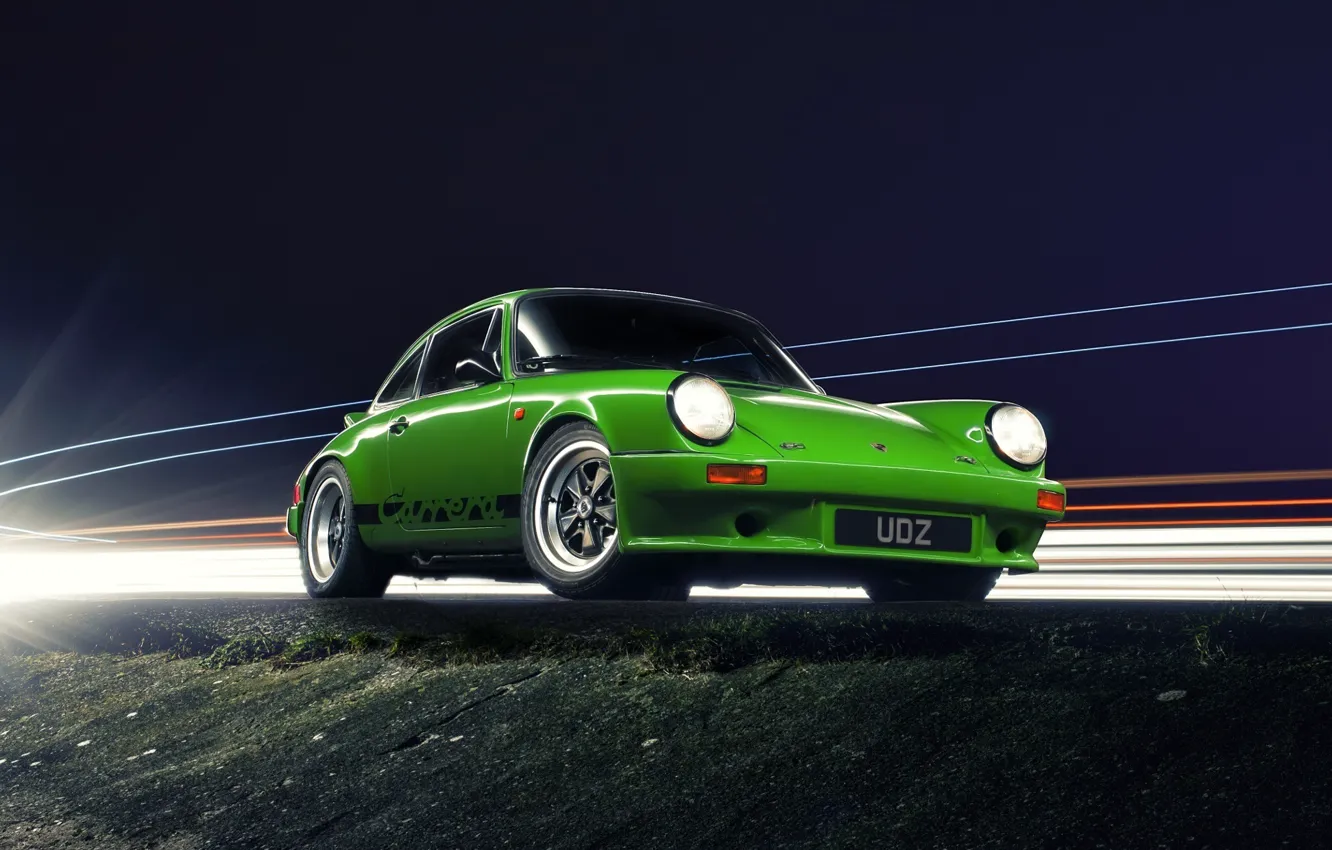 Photo wallpaper 911, Porsche, Light, Car, Classic, Green, Carrera, Sports