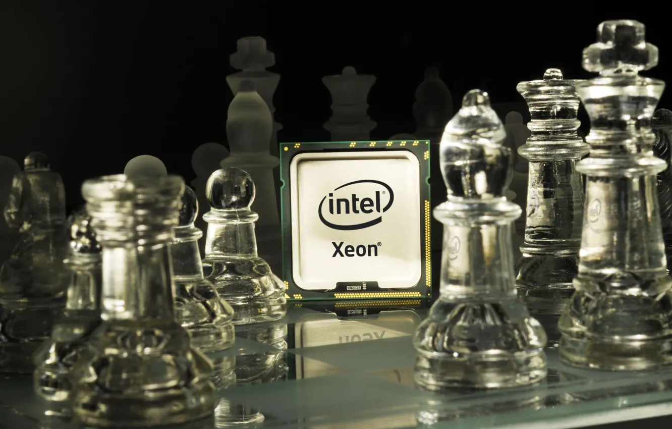 Photo wallpaper Chess, Intel, Figure, Board, Xeon, Intel, Processor