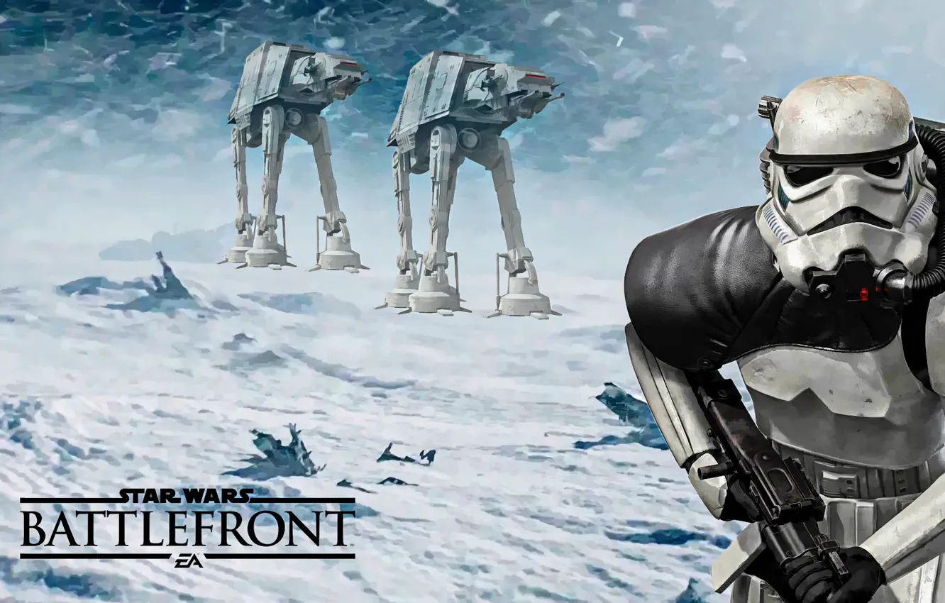 Photo wallpaper game, Electronic Arts, AT-AT, DICE, Attack, Stormtrooper, Hot, star wars battlefront