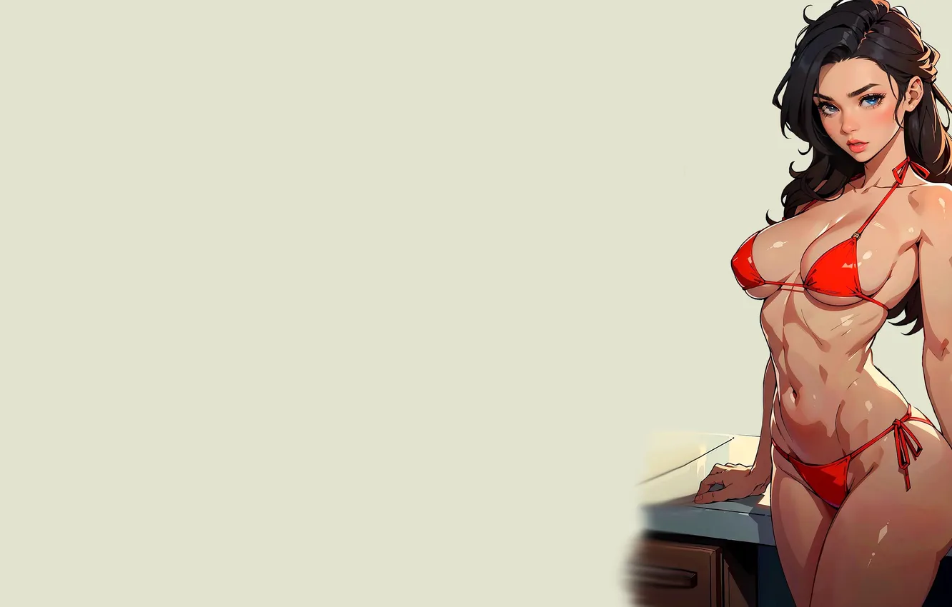 Photo wallpaper girl, hot, sexy, boobs, breast, anime, pretty, look