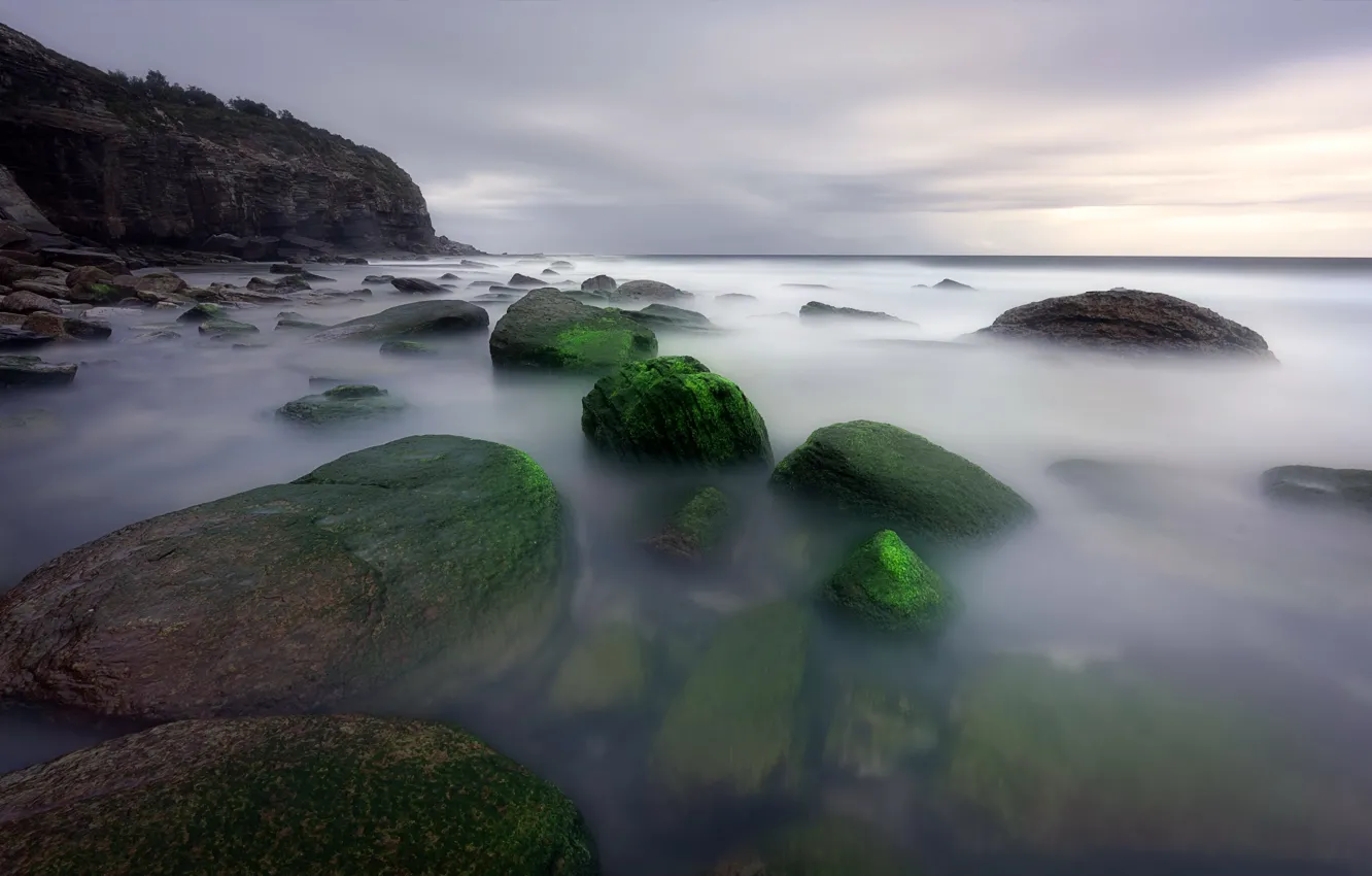 Photo wallpaper sea, stones, shore