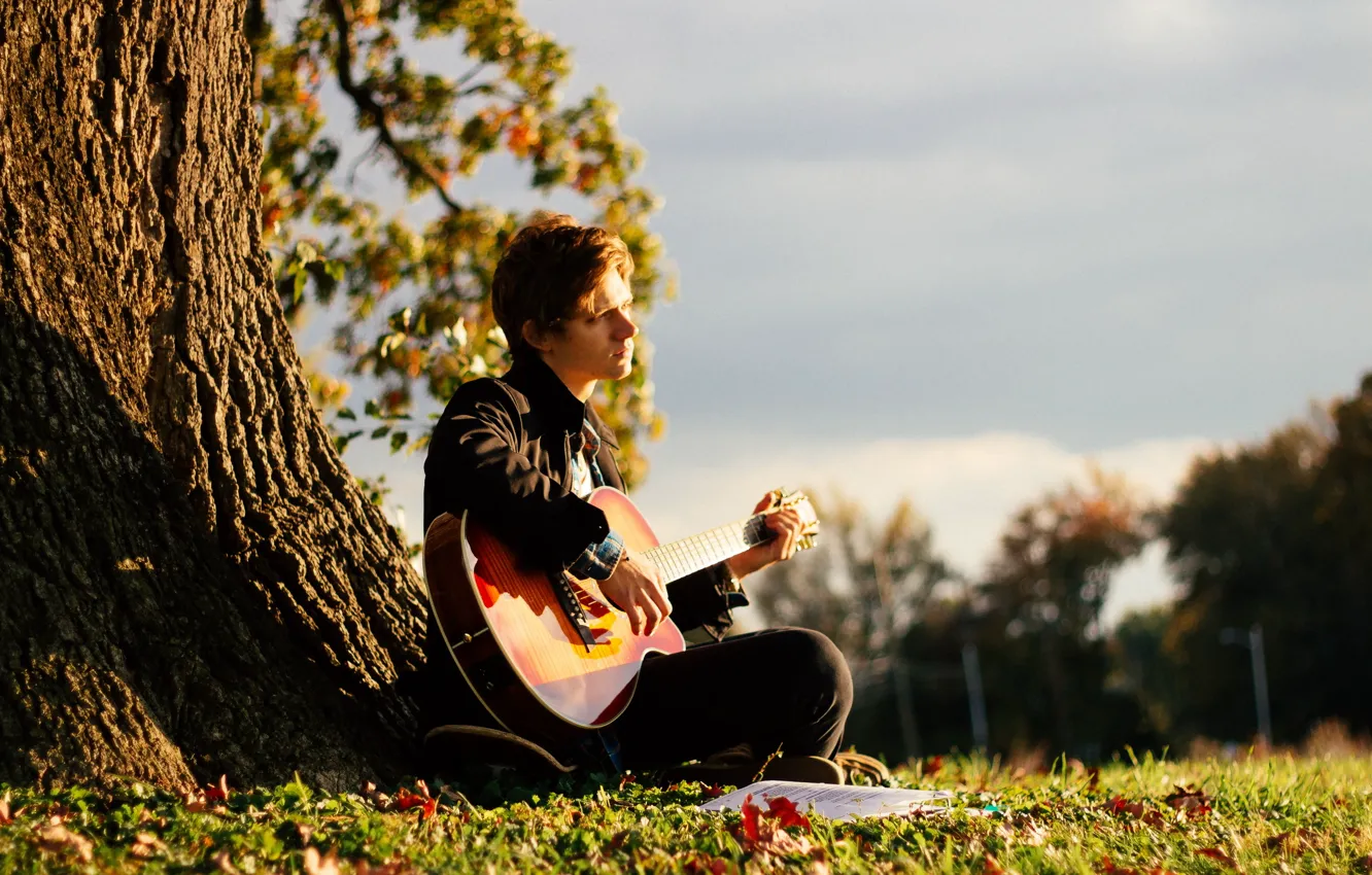 Photo wallpaper music, mood, guitar, guy