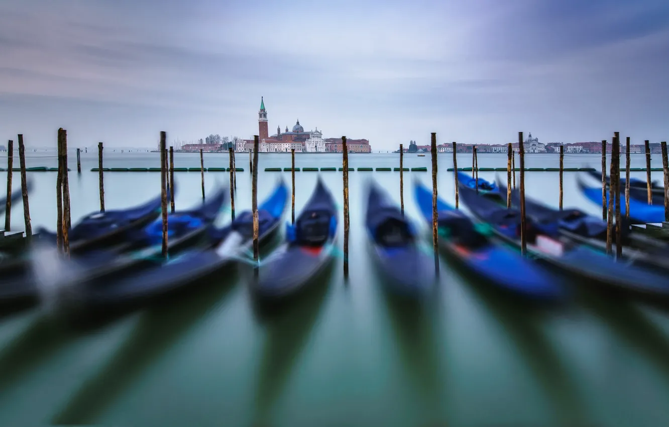 Photo wallpaper boats, hdr, Italy, Venice, gondola