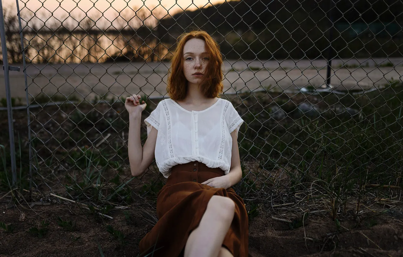 Photo wallpaper mesh, freckles, redhead, ginger, Aleks Five