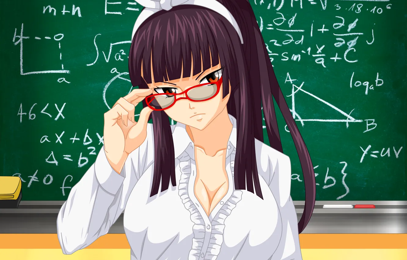 Photo wallpaper girl, sexy, cleavage, long hair, boobs, anime, beautiful, pretty