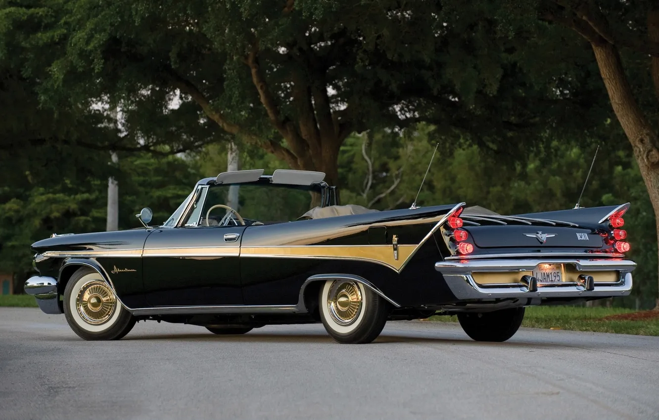 Photo wallpaper trees, lights, classic, rear view, beautiful car, Convertible, 1959, Adventurer