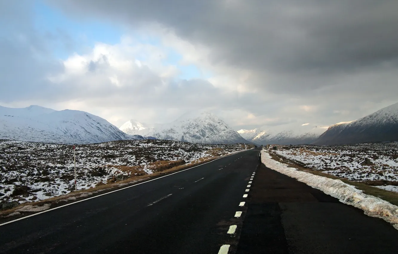 Photo wallpaper road, landscape, mountains