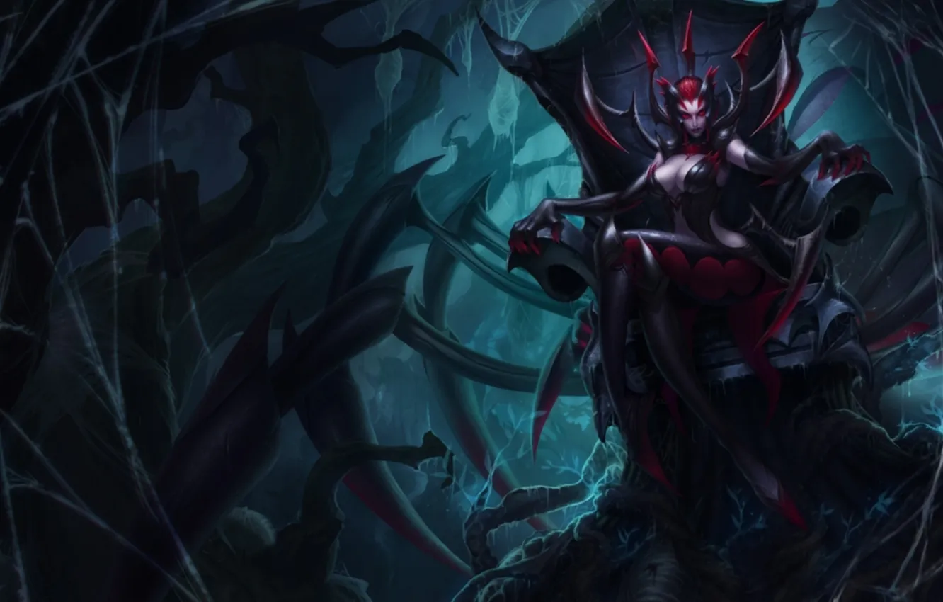 Photo wallpaper web, the throne, Queen, League of Legends, LoL, Elise, Alice, League Of Legends
