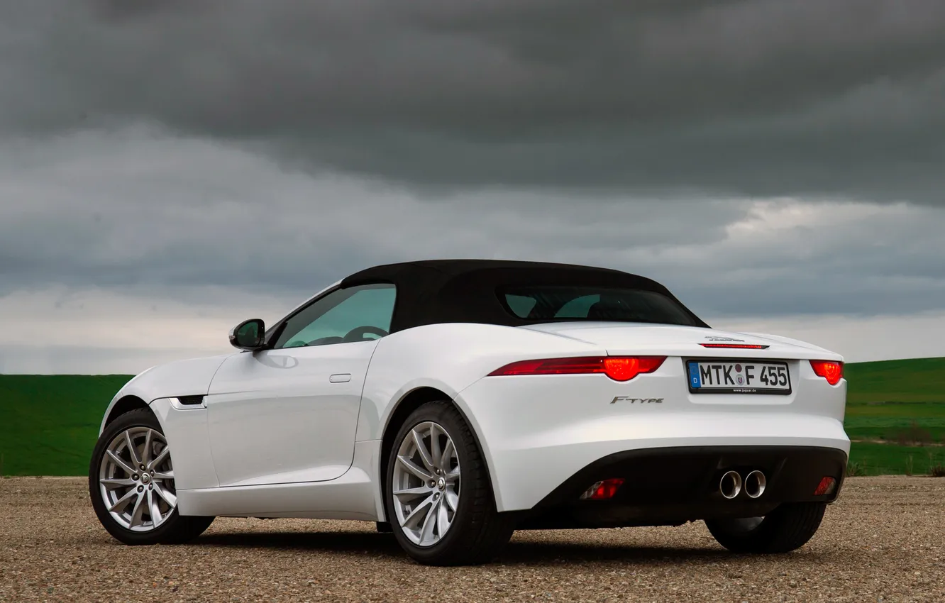 Photo wallpaper machine, the sky, clouds, Jaguar, back, 2013, F-Type
