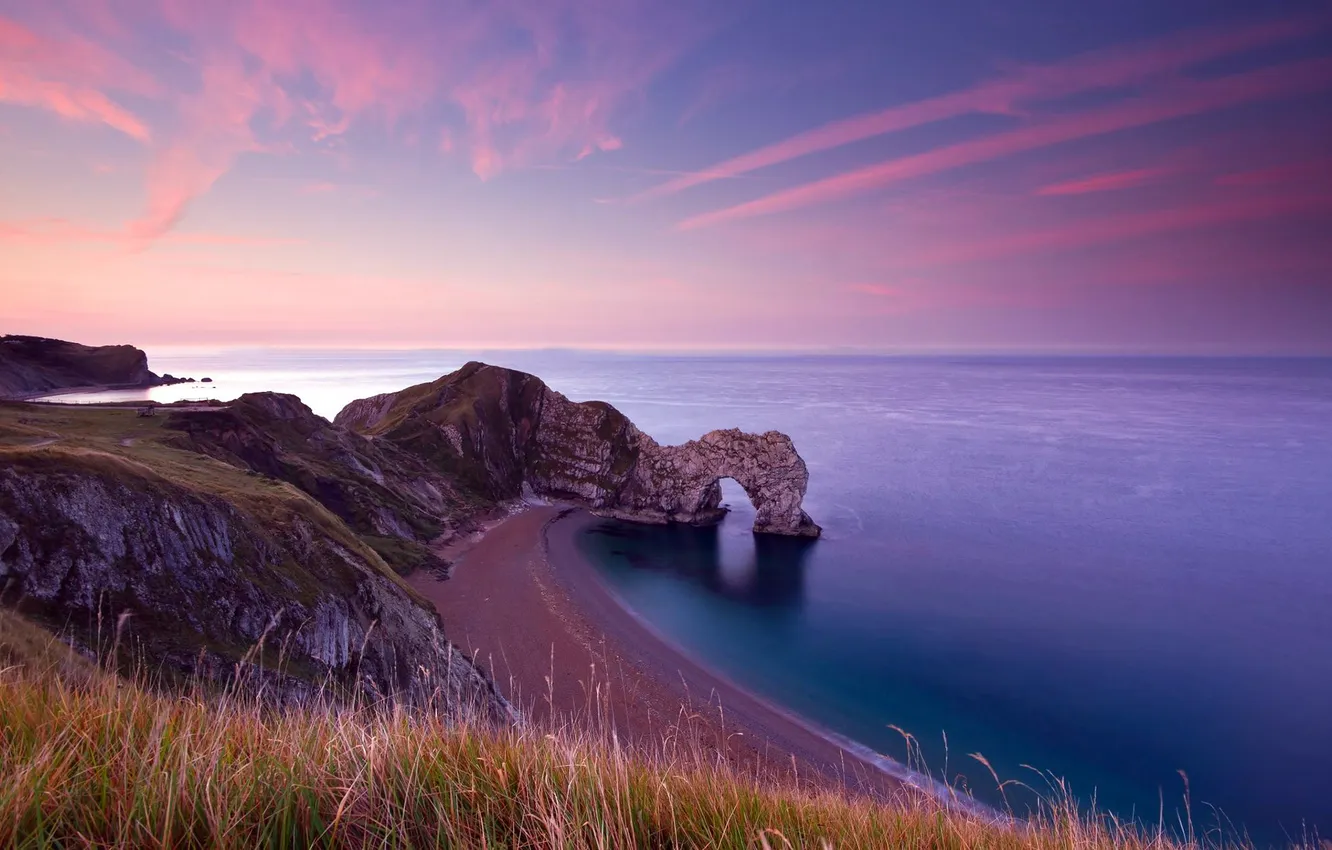 Photo wallpaper sea, rocks, shore, arch, seascape, Durdle Door