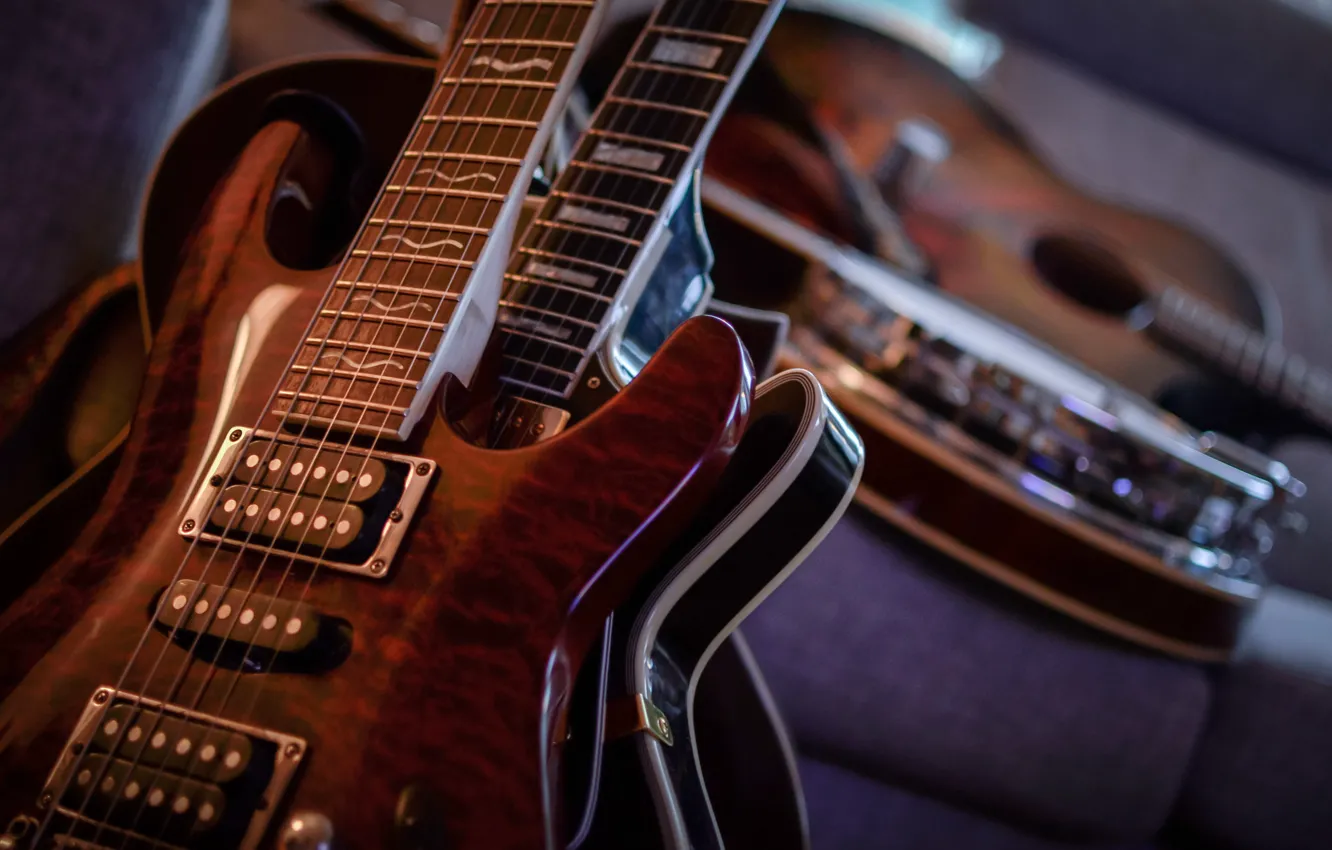 Photo wallpaper macro, music, guitar