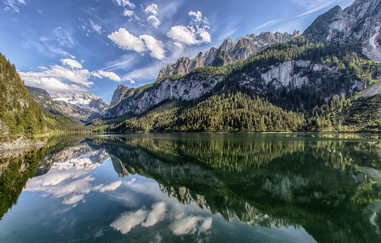Photo wallpaper Reflection, Mountains, Lake