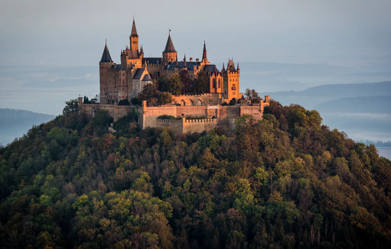 Photo wallpaper landscape, nature, castle, mountain, Germany, forest, Hohenzollern, Hohenzollern