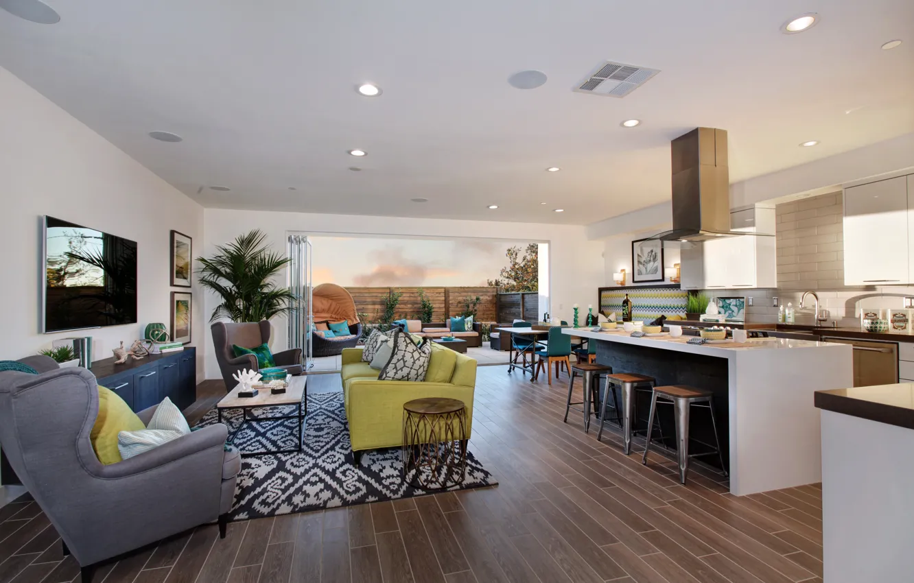 Photo wallpaper design, photo, sofa, carpet, interior, kitchen