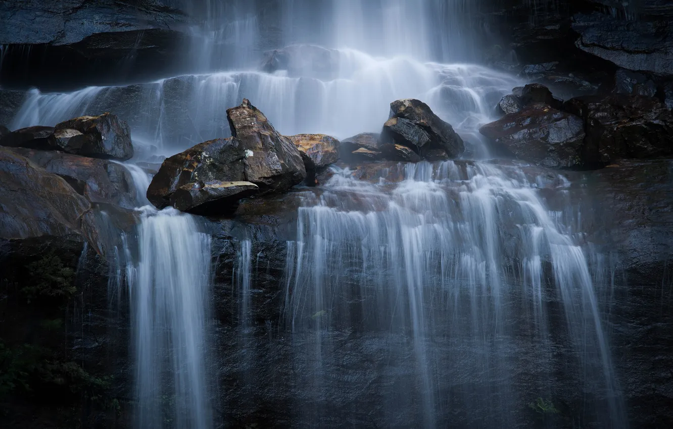 Photo wallpaper nature, stones, rocks, waterfall, rock, nature, waterfall, stones
