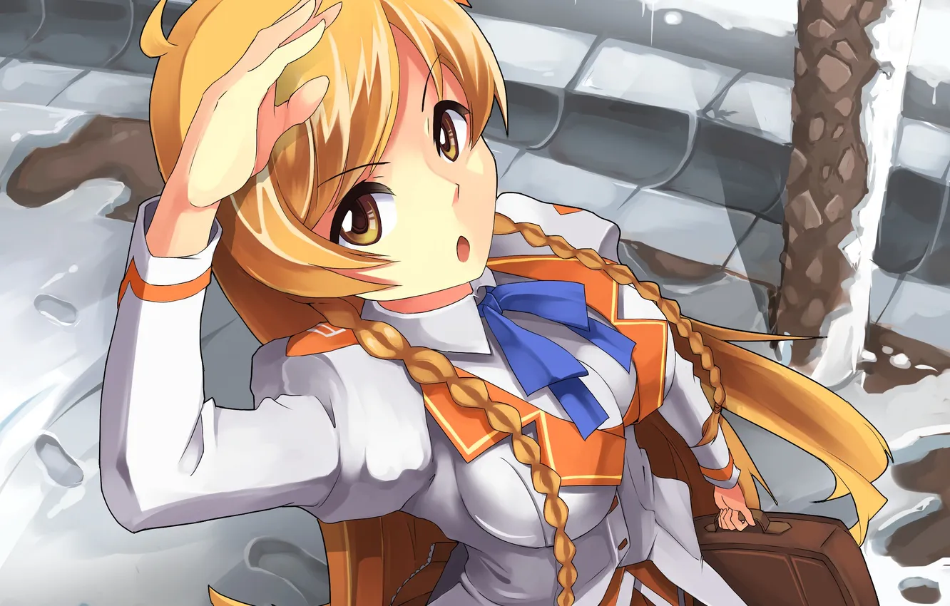 Photo wallpaper winter, look, girl, snow, form, gesture, art, salutes