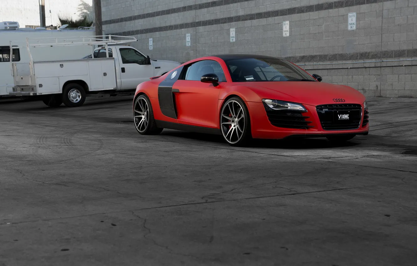 Photo wallpaper Audi, Supercar, Concavo Wheels, Red matte