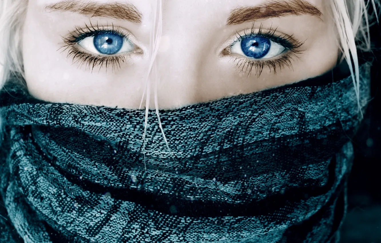 Photo wallpaper eyes, girl, blue, blonde