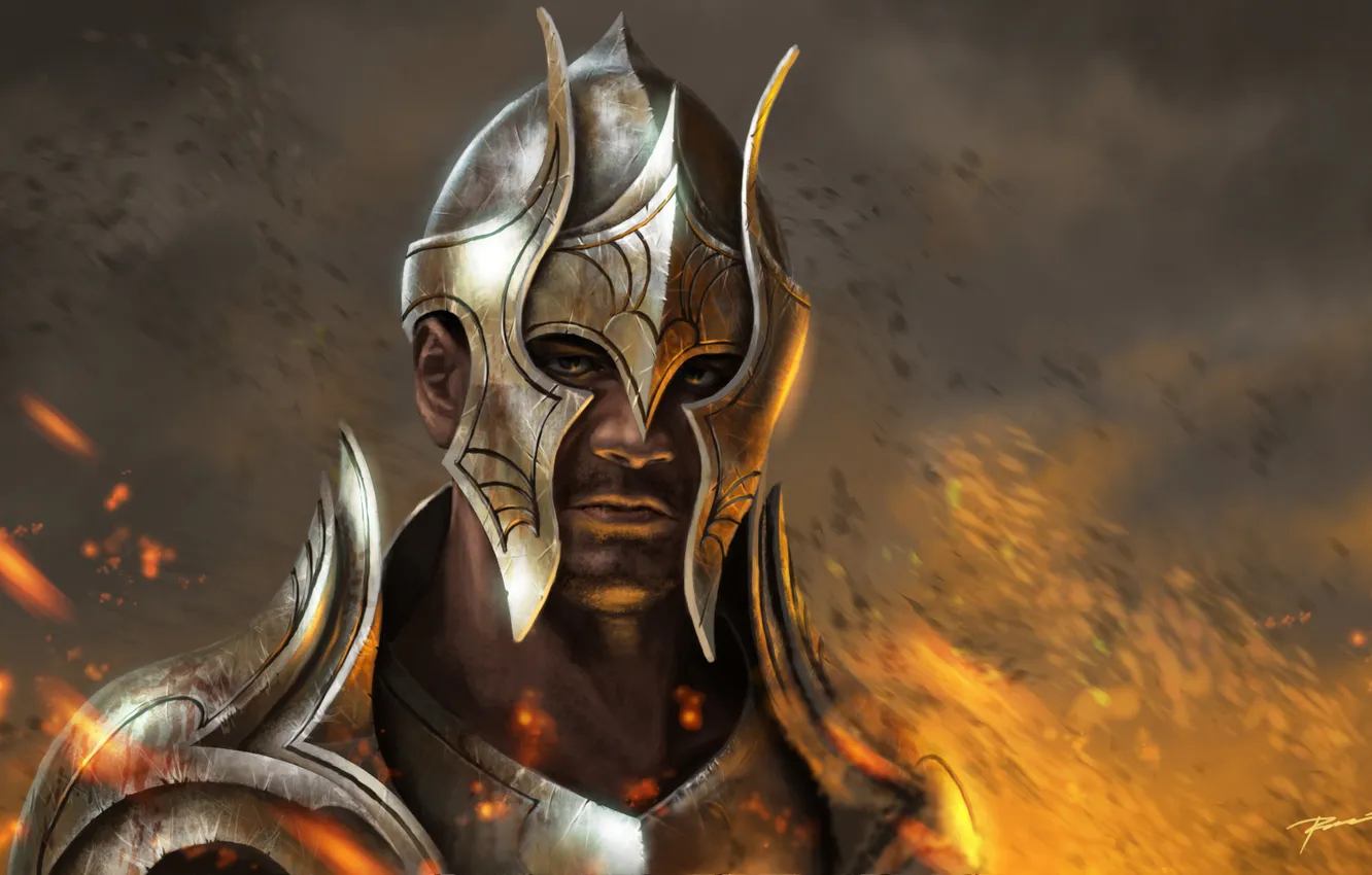 Photo wallpaper look, lights, background, fiction, armor, art, armor, knight