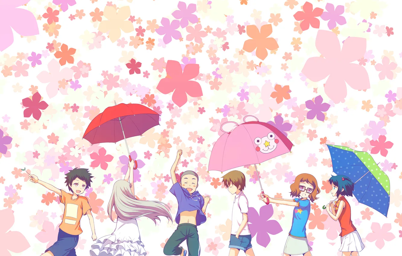 Photo wallpaper flowers, mood, girls, umbrellas, Malcolm