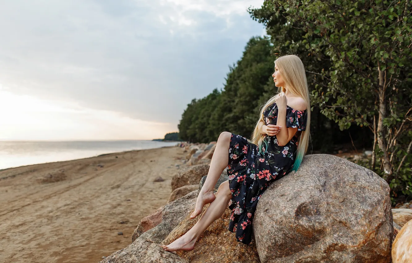 Photo wallpaper beach, girl, sexy, Wallpaper, sweetheart, model, bright, makeup