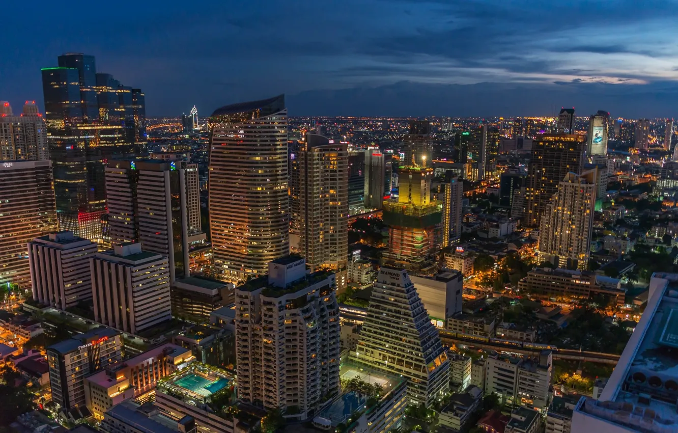 Photo wallpaper night, the city, building, Thailand, Thailand, Bangkok, the urban landscape