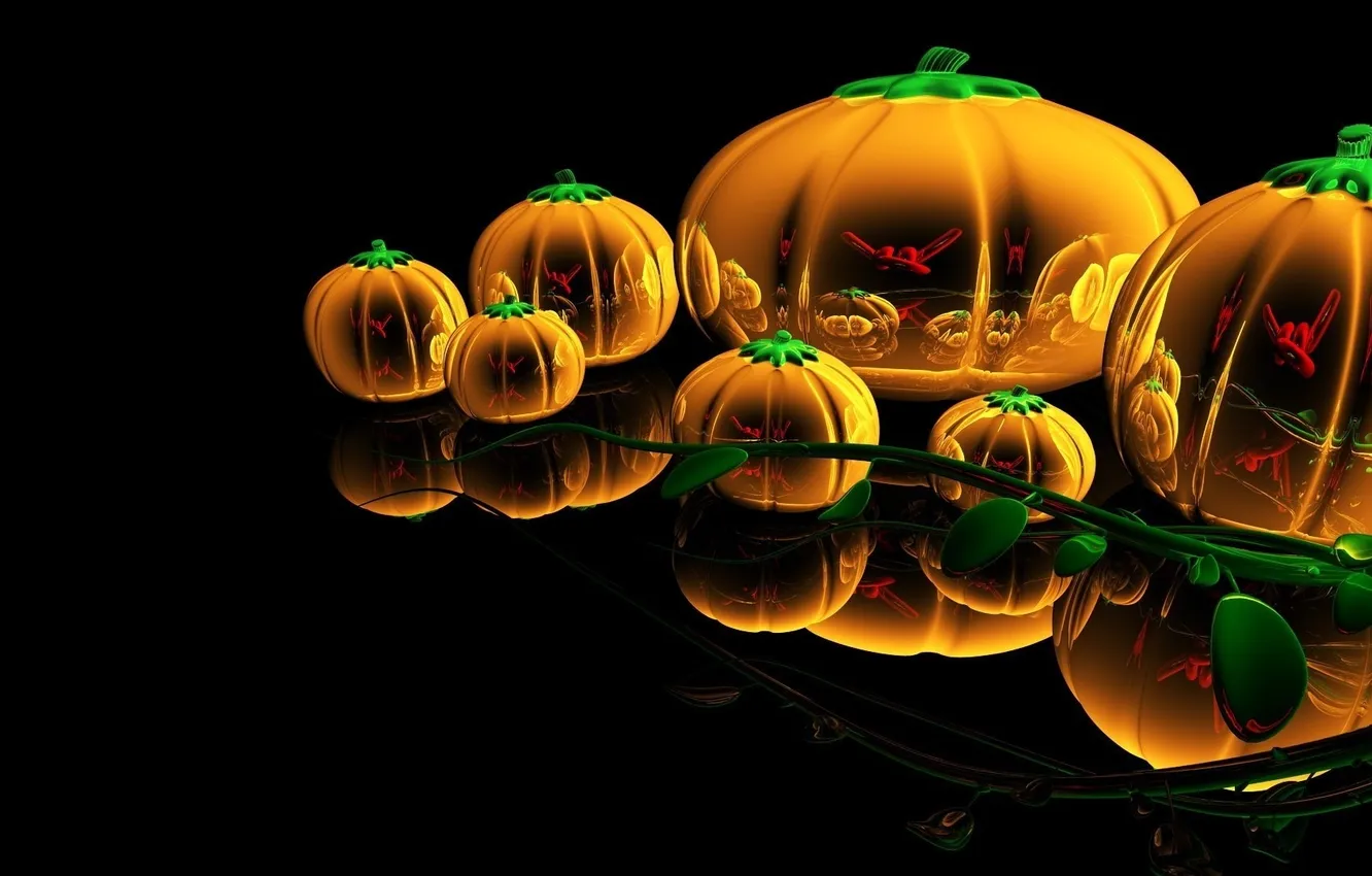 Photo wallpaper Halloween, pumpkin, Halloween, 3D graphics