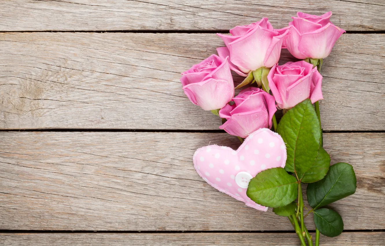 Photo wallpaper love, romance, heart, bouquet, love, Valentine's day, heart, wood