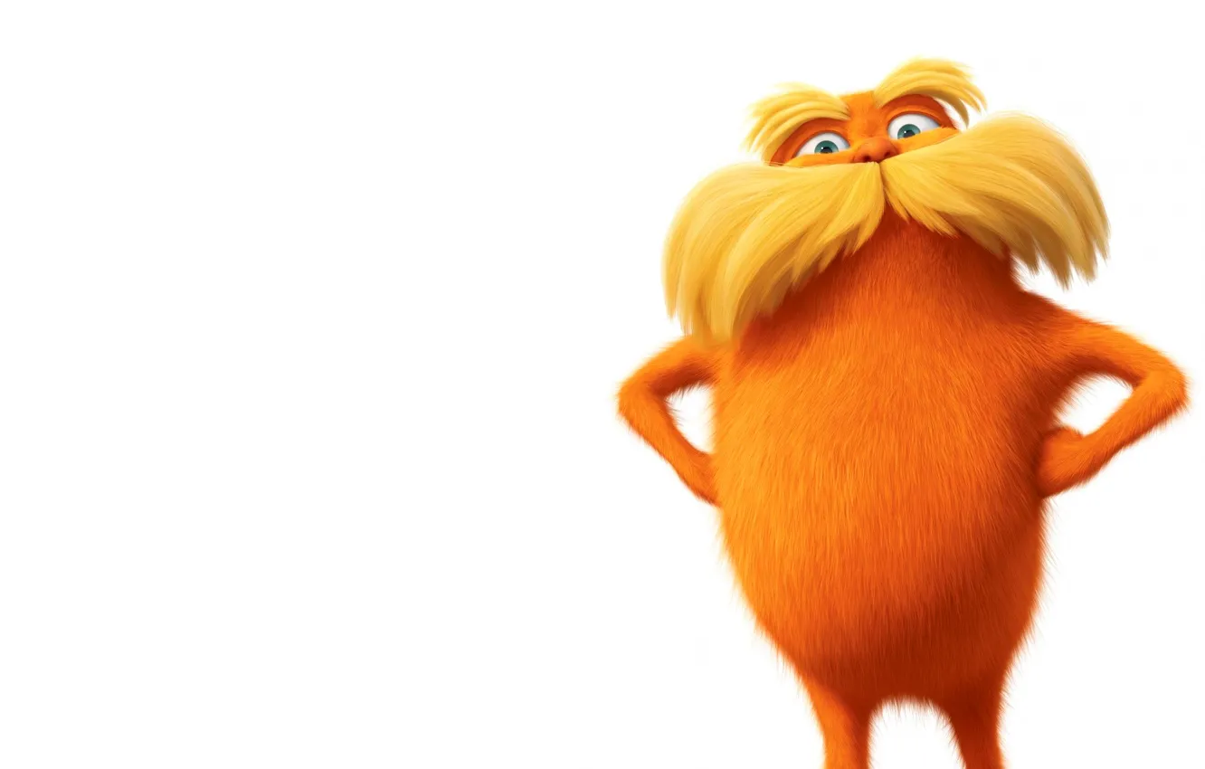 Photo wallpaper orange, white background, baleen, the lorax, The Lorax