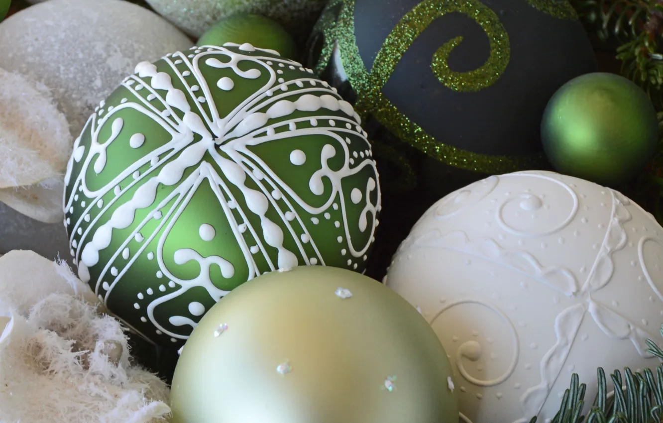 Photo wallpaper holiday, balls, new year, Christmas decorations