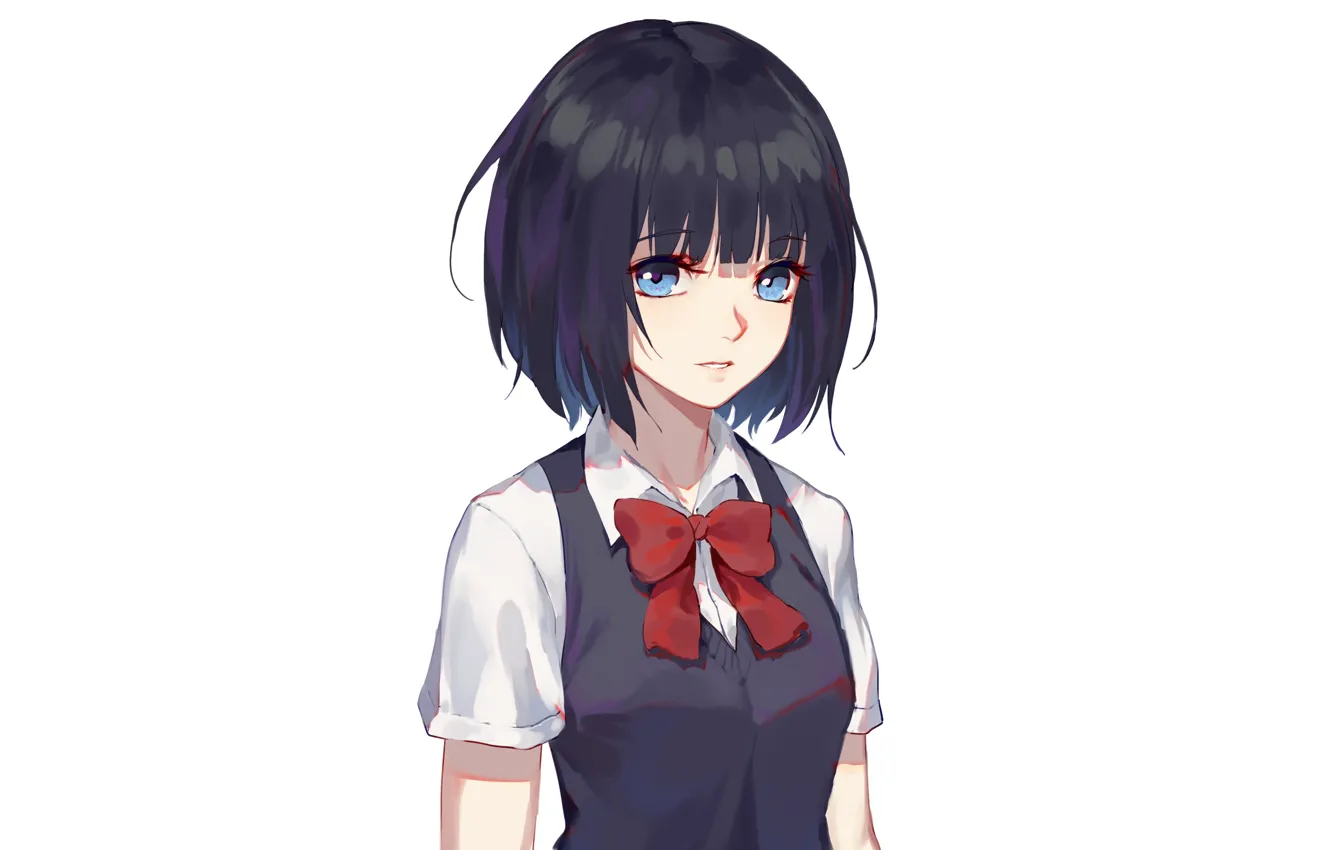 Photo wallpaper anime, art, girl, white background