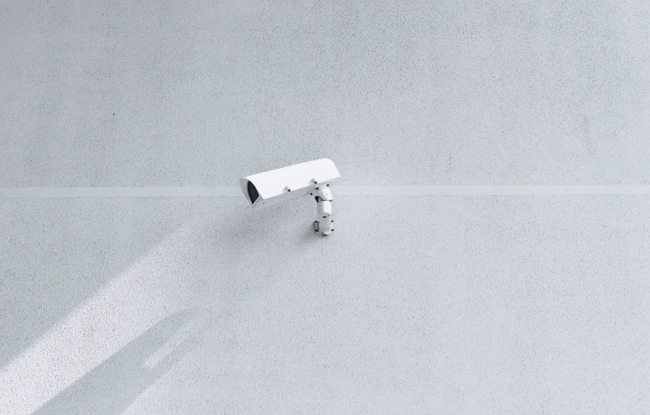 Photo wallpaper the city, wall, street, the situation, minimalism, camera, surveillance, CCTV camera