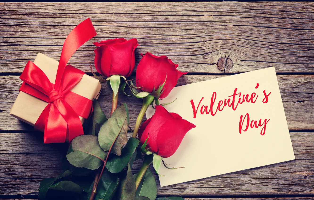 Photo wallpaper love, flowers, gift, romance, roses, love, happy, Valentine's day