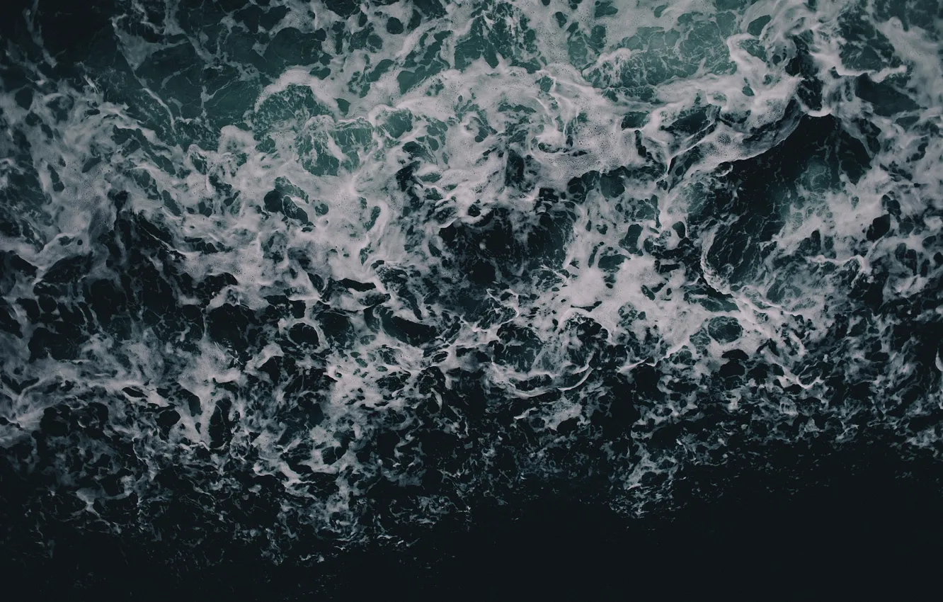 Photo wallpaper water, troubled sea, sea foam