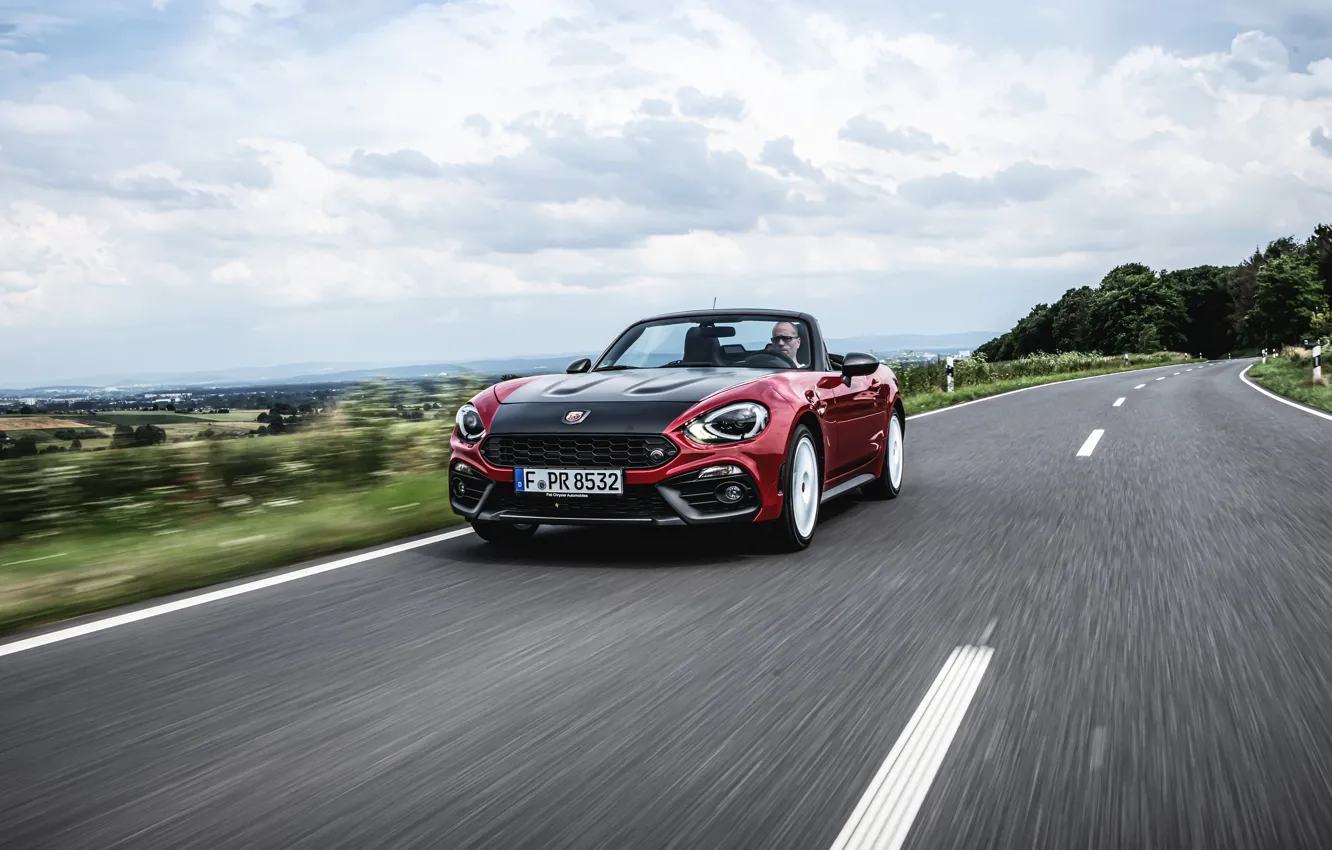 Photo wallpaper road, Roadster, spider, Abarth, black and red, 124 Spider, 2019, Rally Tribute