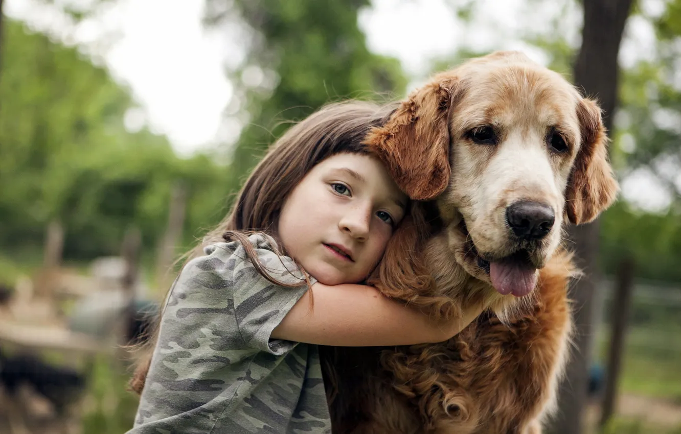 Photo wallpaper mood, dog, girl