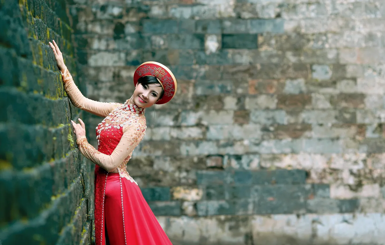 Photo wallpaper girl, background, Asian