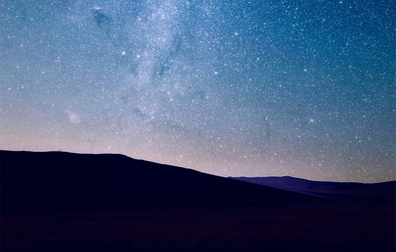 Photo wallpaper the sky, stars, mountains, night, landscape, starry sky, The Pleiades