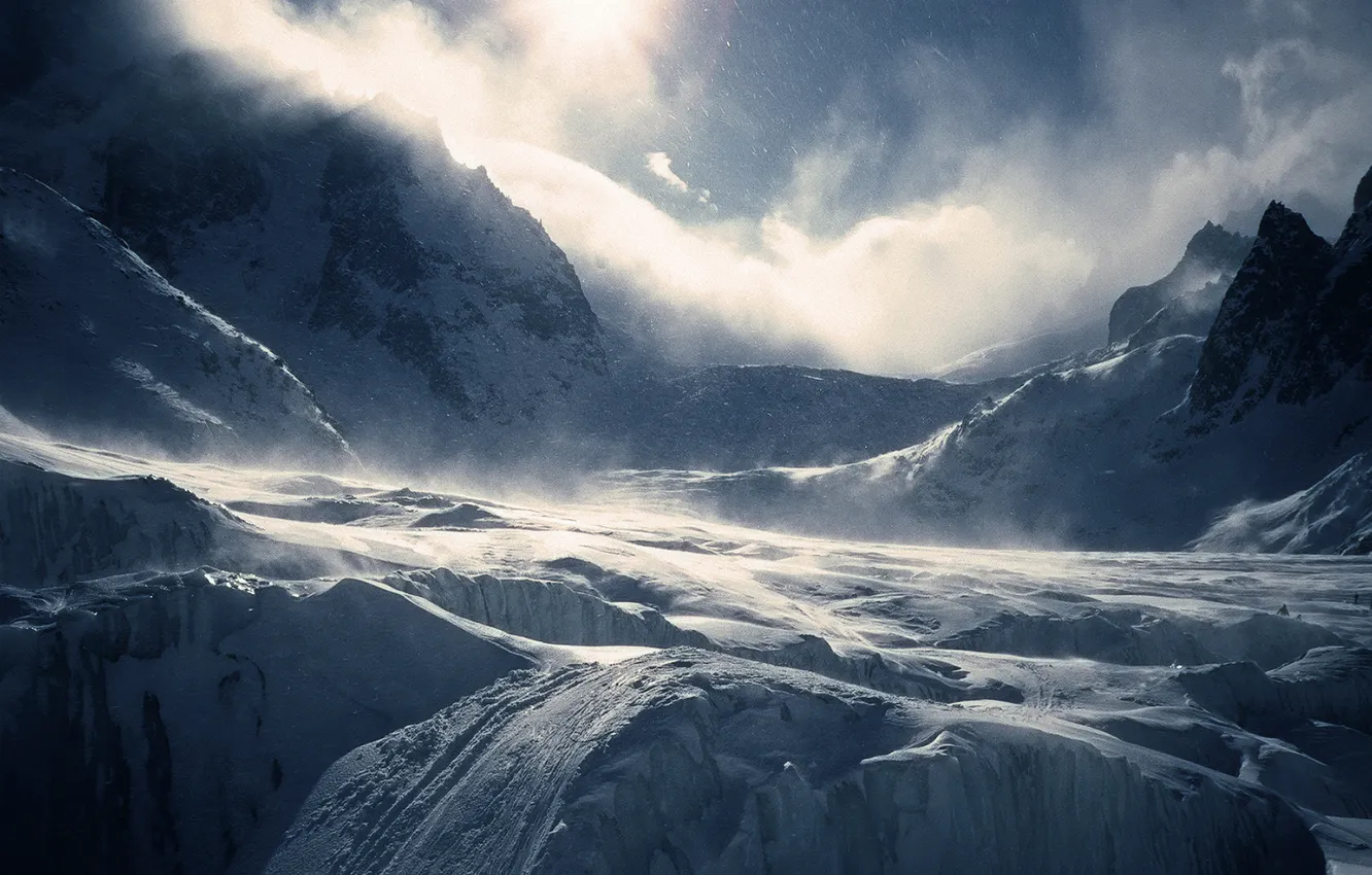 Photo wallpaper snow, mountains, snow