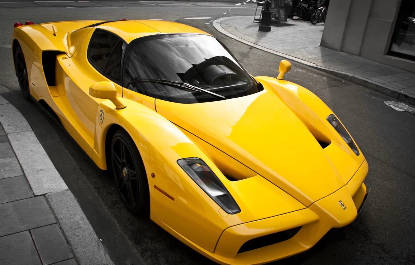 Photo wallpaper yellow, tuning, supercar, ferrari, Ferrari, enzo, yellow, luxury