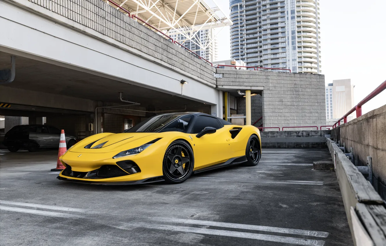 Photo wallpaper Ferrari, Yellow, Supercar, Ferrari F8 Spider, F8 Spider